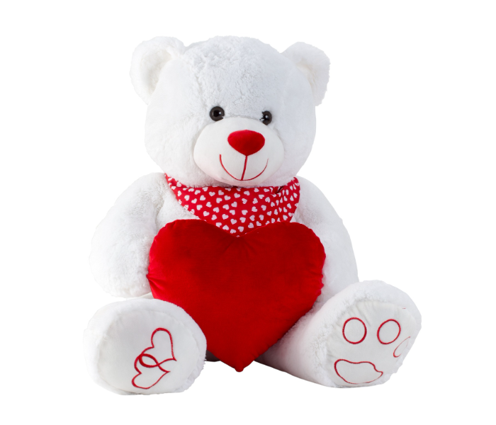 Light Weight Soft Toy Teddy Bear with Heart - White - Zoom Image