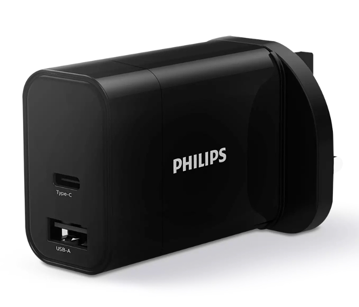 Philips DLP2621-05 30W Dual Port Wall Charger with Power Delivery Support -Black - Zoom Image 1