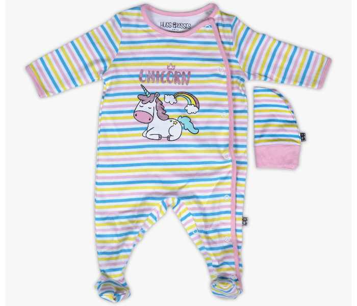 Hugs and Kisses SU19MGL07 3-6Month Unicorn Baby Girl Full Sleeve Sleep Suit -Pink - Zoom Image 1