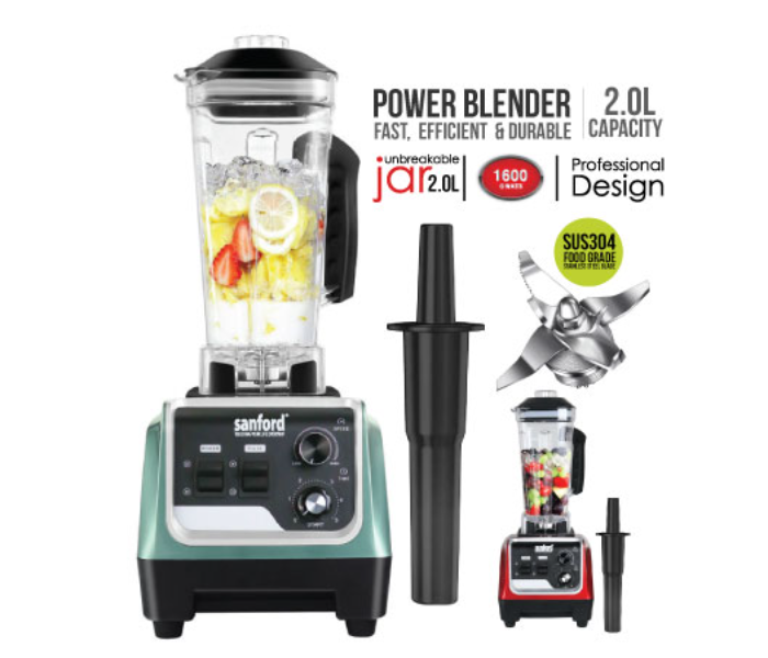 Sanford SF6840CBR 2.0L 1600 Watts Multi Functional Power Blender - Black and Green - Zoom Image