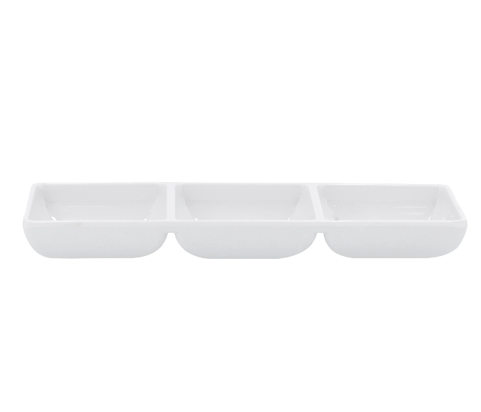 Delcasa DC2321 9 Inch Melamine 3 Divider Sauce Bowl - White - Zoom Image 2