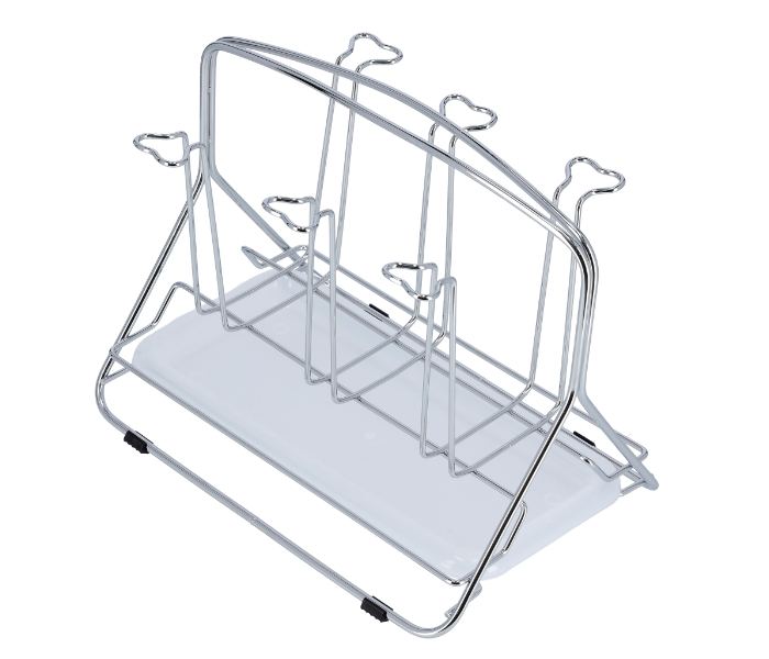 Delcasa DC1690 6 Piece Durable Stainless Steel Glass Rack with Rectangular Base - Silver - Zoom Image 3