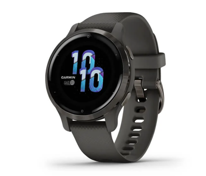 Garmin 010-02429-10 Venu 2S GPS Smartwatch with Slate Stainless Steel Bezel Case and Silicone Band - Graphite - Zoom Image 1