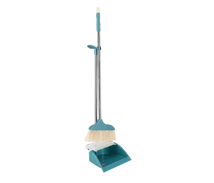 Delcasa DC2007 Dust Pan with Broom For Floor Cleaning -Blue and Silver - Zoom Image 1