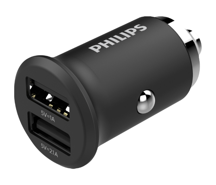 Philips DLP2520-00 Fast Charging 3.1A Dual Port USB Car Charger -Black - Zoom Image 1