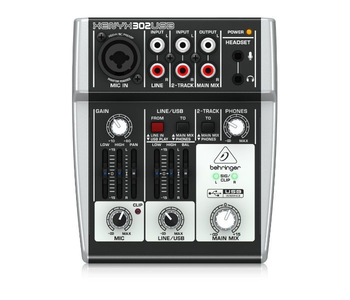 Behringer 302USB Premium 5 Input Mixer with XENYX Mic Preamp and USB Audio Interface - Black - Zoom Image 1