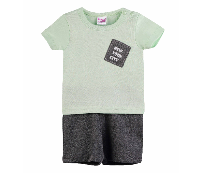 Popees Cameron Comfortable Half Sleeve Tshirt with Shorts for 3 Years Babies - White and Grey - Zoom Image 1