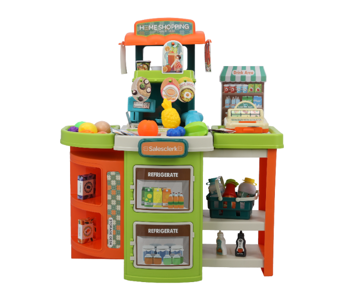 Merriboy MBKS2604 Vanyeh 2 in 1 Home Shopping Supermarket Playset for Kids - Orange and  Green - Zoom Image 2