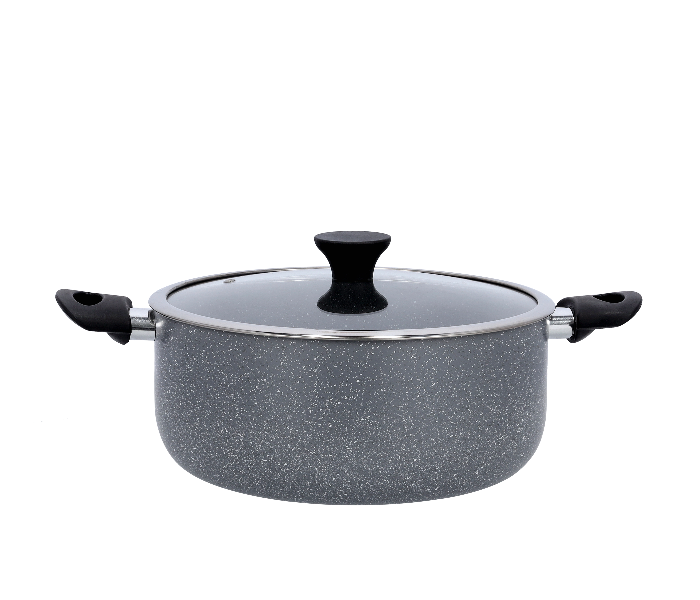 Delcasa DC1900 24 cm Granite Coated Casserole with Glass Lid -Grey - Zoom Image 1