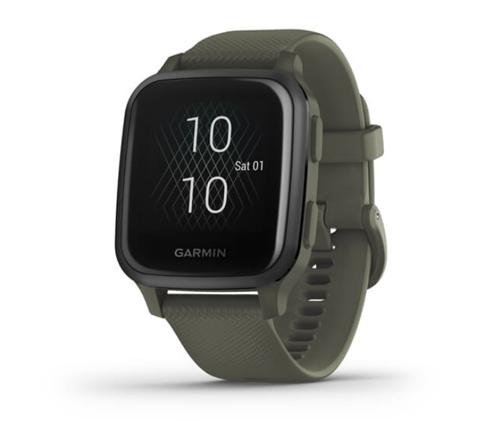 Garmin 010-02426-13 Venu Sq Music Edition GPS Smartwatch with Slate Aluminium Bezel Case and Silicone Band - Moss Green - Zoom Image 1