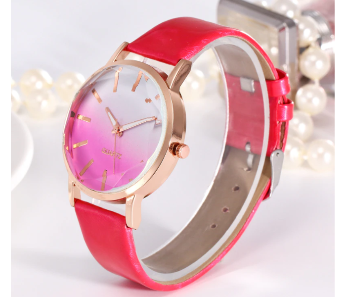 Femme 7360 Casual Wrist Watch with Leather Strap for Women - Pink - Zoom Image 3