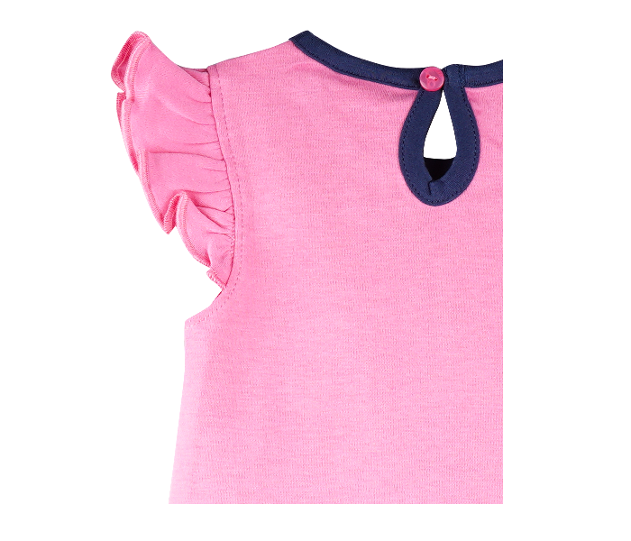 Popees Zest Comfortable Half Sleeve Top with Skirt for 3 Years Babies - Pink and Blue - Zoom Image 3