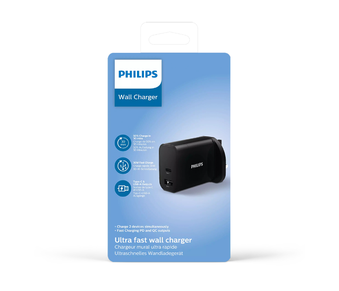 Philips DLP2621-05 30W Dual Port Wall Charger with Power Delivery Support -Black - Zoom Image 6