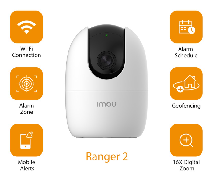 Dahua Imou Ranger 2 1080P H.265 Wi-Fi Pan and Tilt Camera Human Detection Smart Tracking Cloud - White - Zoom Image 1