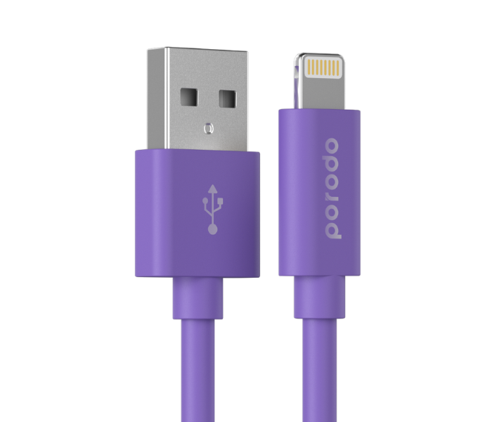 Porodo PD-CEL12-LAV 1.2m Durable Dirt Resistance MFi Certified Fast Data Sync PVC Lightning Cable - Lavender - Zoom Image