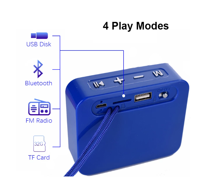 Portable 1778 Bluetooth Wireless Square Speaker - Blue - Zoom Image 4