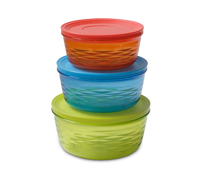 Delcasa DC1636 3 Pieces Multipurpose Transparent Round Container Set - Green - Zoom Image 1