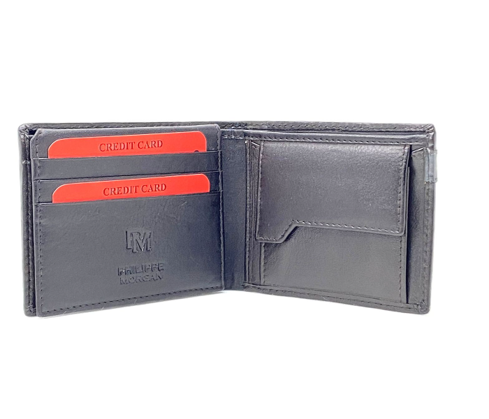 Philippe Morgan PM077 Leather Bifold Wallet for Men - Black - Zoom Image 2