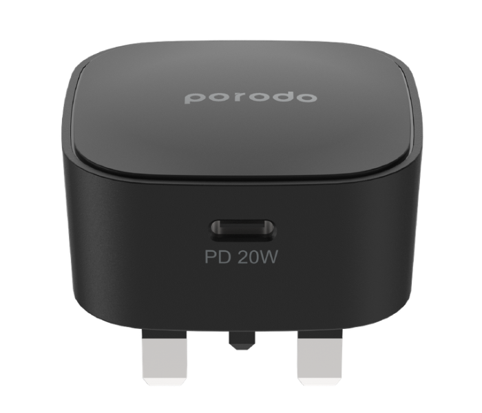 Porodo PD-FWCH004-BK 20W USB-C Super Compact Fast Wall Charger with Built-in Protective Mechanism - Black - Zoom Image 3