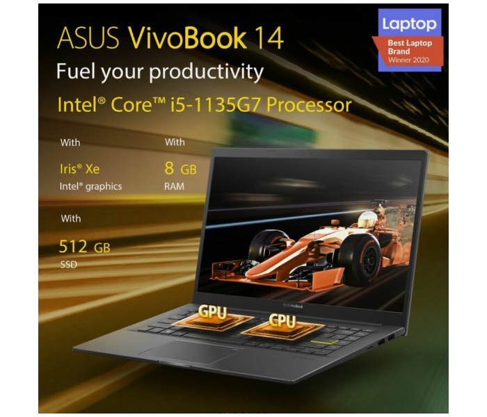 ASUS VivoBook K413EQ-EB349T 14inch Intel Core i5 8GB RAM 512GB SSD 2GB NVIDIA Graphics MX 350 Windows 10 - Black - Zoom Image 2