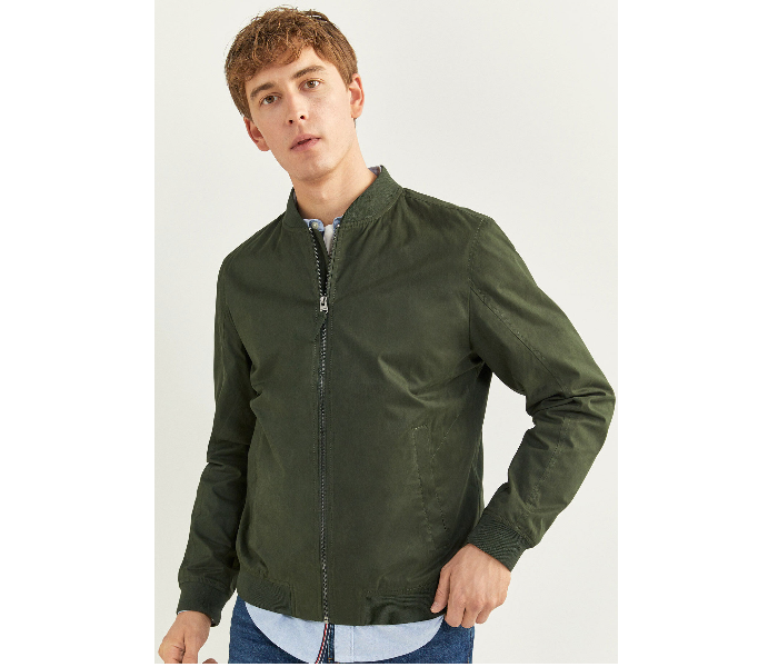 Springfield 283826520 Medium Cotton Casual Jacket for Men - Dark Green - Zoom Image 1