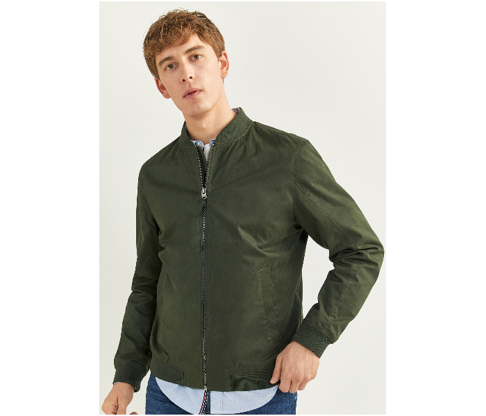 Springfield 283826520 XL Cotton Casual Jacket for Men - Dark Green - Zoom Image 1