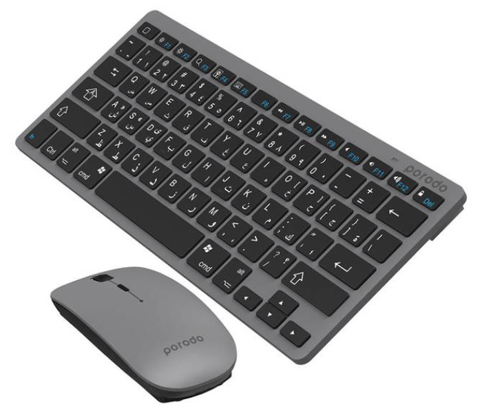 Porodo PD-BTKBMCO-GY Wireless Ultra-Thin Lightweight Super Slim and Portable Bluetooth Keyboard with Mouse- Gray - Zoom Image 3