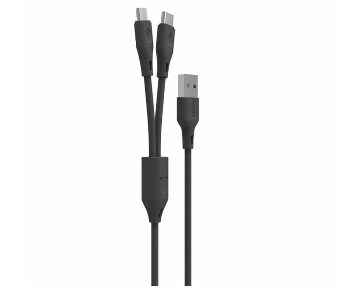 Porodo PD-21CM-BK 2 in 1 Durable Type-C Micro USB Fast Charge Data Cable for Android - Black - Zoom Image 3