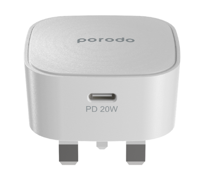 Porodo PD-FWCH004-WH 20W USB-C Super Compact Fast Wall Charger with Built-in Protective Mechanism - White - Zoom Image 4