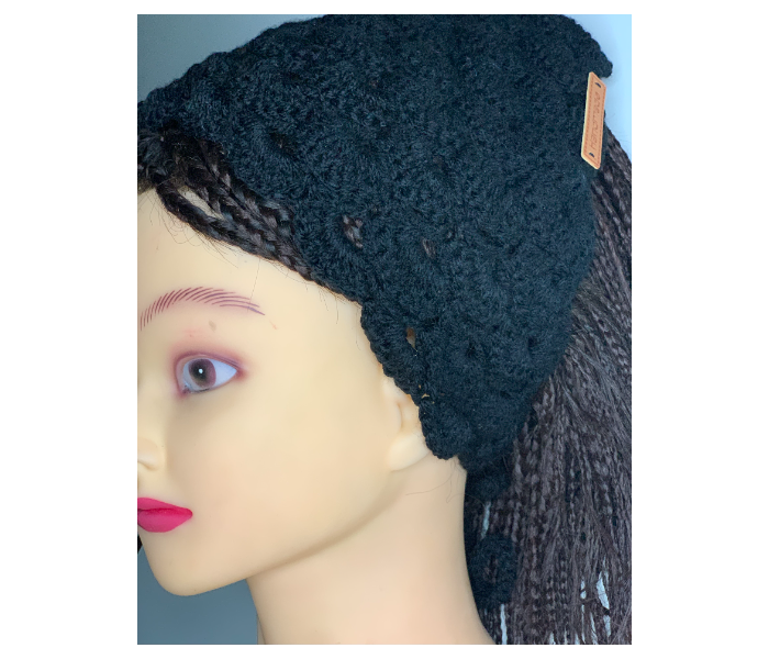 Crochet CBS-1 Bandana Soft Handmade Scarf for Girls - Black - Zoom Image 2