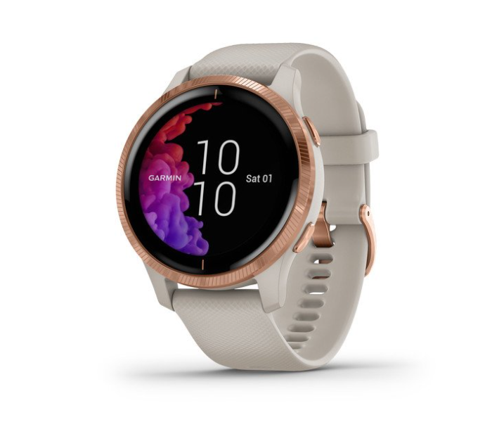 Garmin 010-02173-22 Venu GPS Smartwatch with Rose Gold Hardware and Band - Light Sand - Zoom Image 1