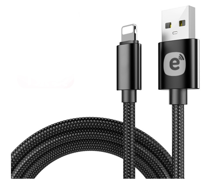 Elexro Elex-LC3002-BL 1 Metre Nylon USB-A to Lightning Cable - Black - Zoom Image