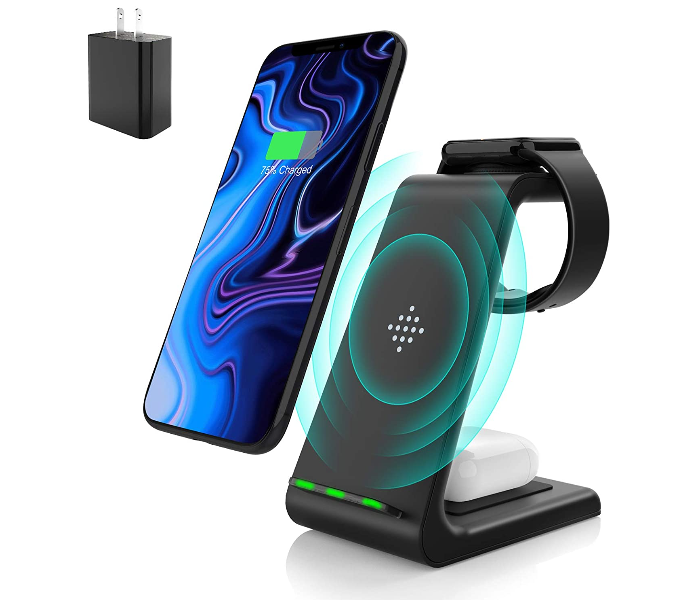 Bastec 3 in 1 Wireless Charging Stand - Black - Zoom Image 1