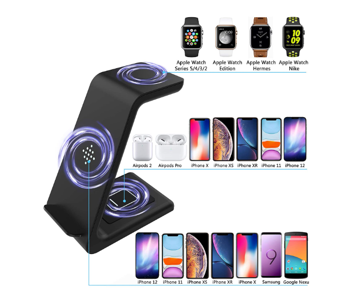 Bastec 3 in 1 Wireless Charging Stand - Black - Zoom Image 3