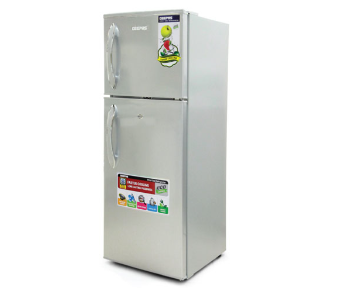 Geepas GRF1856WPN 180L Direct Cool Double Door Refrigerator - Silver - Zoom Image 1