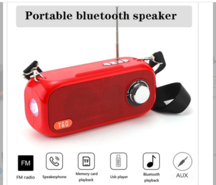 T and G TG613 TWS Solar Portable Bluetooth Speakers with LED Flashlight Support TF FM - Red - Zoom Image 3