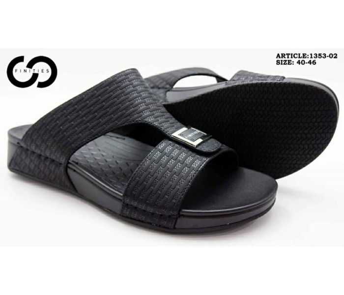 Finities 1353-02 46 EU Comfortable Stylish Flat Sandal For Men  -Black - Zoom Image