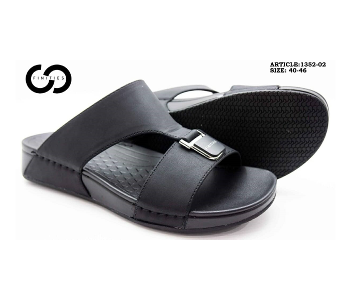 Finities 1352-02 46 EU Comfortable Stylish Flat Sandal For Men -Black - Zoom Image