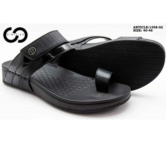 Finities 1358-02 41 EU Comfortable Flat Sandal For Men -Black - Zoom Image