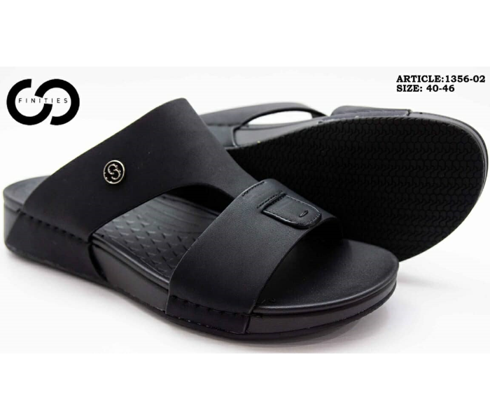 Finities 1356-02 45 EU Comfortable Flat Sandal For Men - Black - Zoom Image