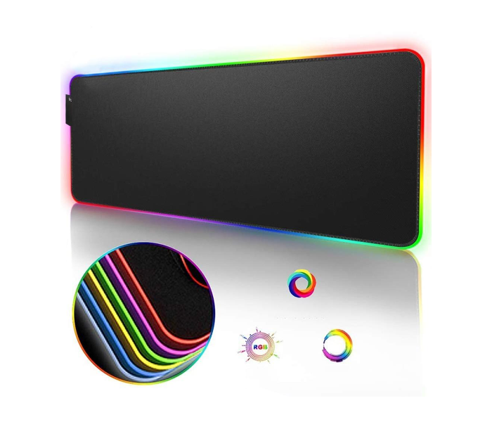 LED Soft Extra Extended Large 31.5 X 12 Inch RGB Gaming Mouse Pad with Anti-Slip Rubber Base -Black - Zoom Image 4