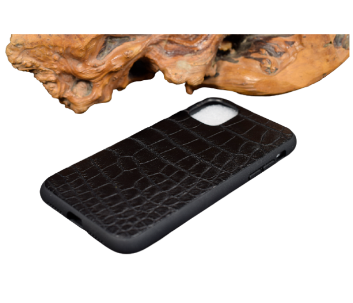 Lab 6 LBCLP001 Crocodile Leather Plain Clp iPhone 11 Mobile Case - Black - Zoom Image 2