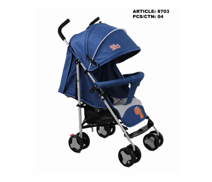 8703 D Buggy Wheels Stroller with Brakes and Adjustable Push Handlebar - Blue - Zoom Image