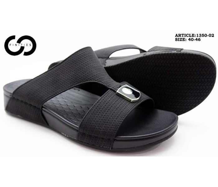 Finities 1350-02 42 EU Comfortable Flat Sandal For Men - Black - Zoom Image