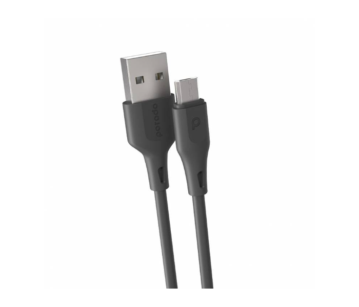 Porodo PD-U2MC-BK 1.2 Meter 2.4A PVC Durable Fast Charge and Micro USB Data Cable - Black - Zoom Image 1