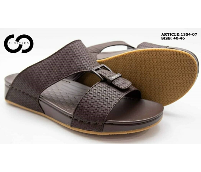 Finities 1354-07 42 EU Comfortable Stylish Flat Sandal For Men -Coffee - Zoom Image