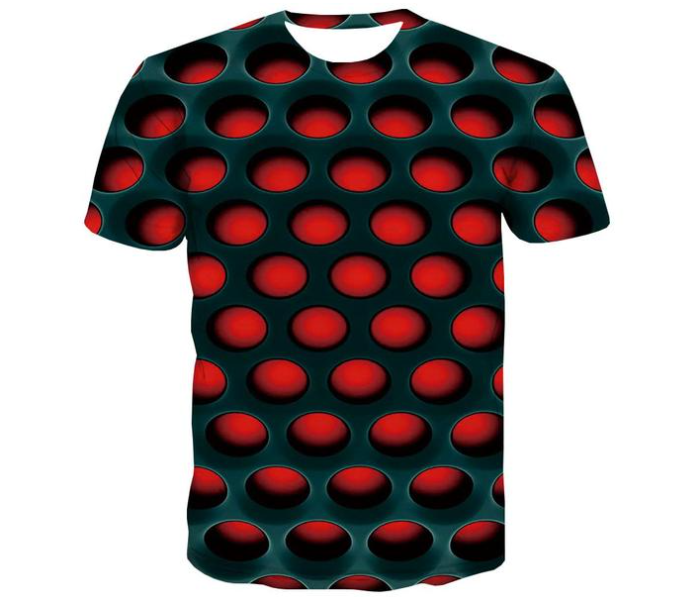 FN-3D Printed Blank Spot Medium Round Neck T-Shirt for Men - Black and Red - Zoom Image