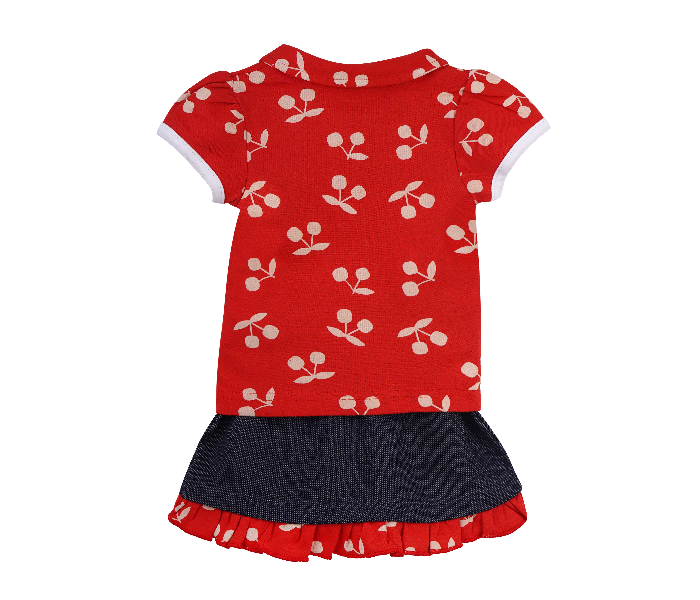 Popees Rex-bE-B Half Sleeve Comfortable Frock for 2 Year Babies - Red and Blue - Zoom Image 2