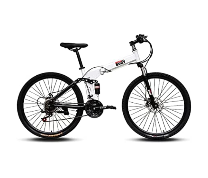 Body Line Sport FOLDSP3 24 Inch Super Hero Folding Bicycle with Double Disk Brake and Shock Absoration Front Fork - White - Zoom Image