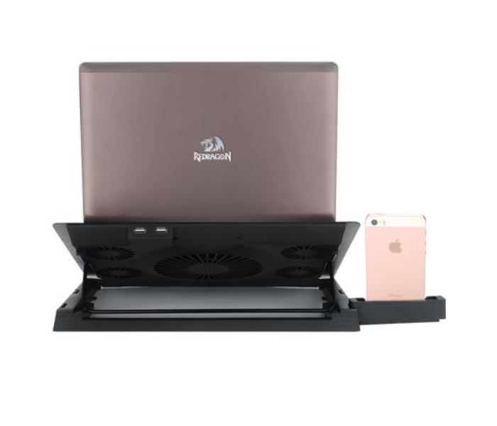 Redragon GCP500 Faster Gaming Laptop Cooler with RGB Light Mode and Fan Speed Control - Black - Zoom Image 3